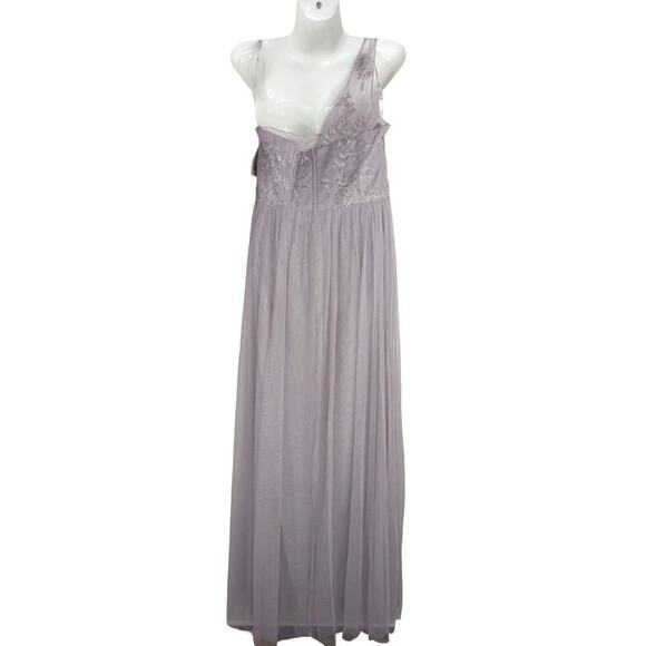 DB Studio Women's Embroidered One Shoulder Maxi Dress Lavender Purple Size 8 NWT - Picture 7 of 13